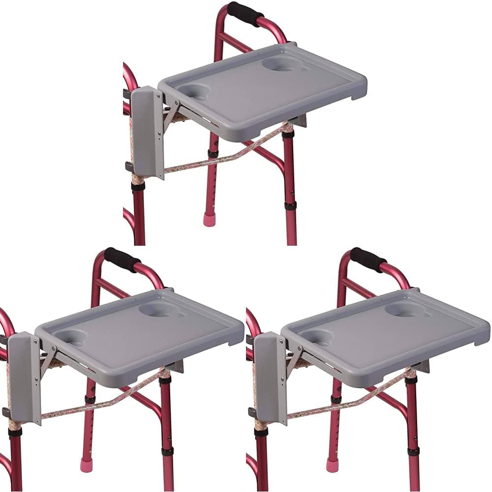 Folding Walker Tray with Two Cup Holders, 16 x 11.8 (Pack of 3) V687