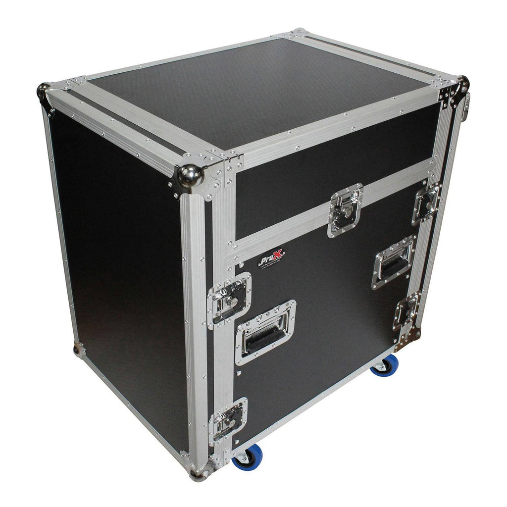12U Rack Front Load 13U Top Mixer DJ Combo Flight Case with Laptop Shelf and Casters H99278