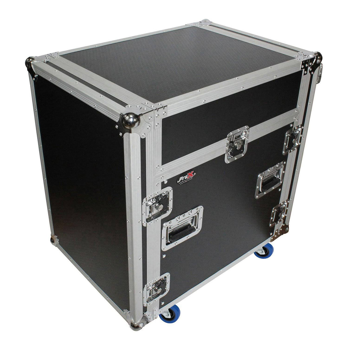 12U Rack Front Load 13U Top Mixer DJ Combo Flight Case with Laptop Shelf and Casters H99278
