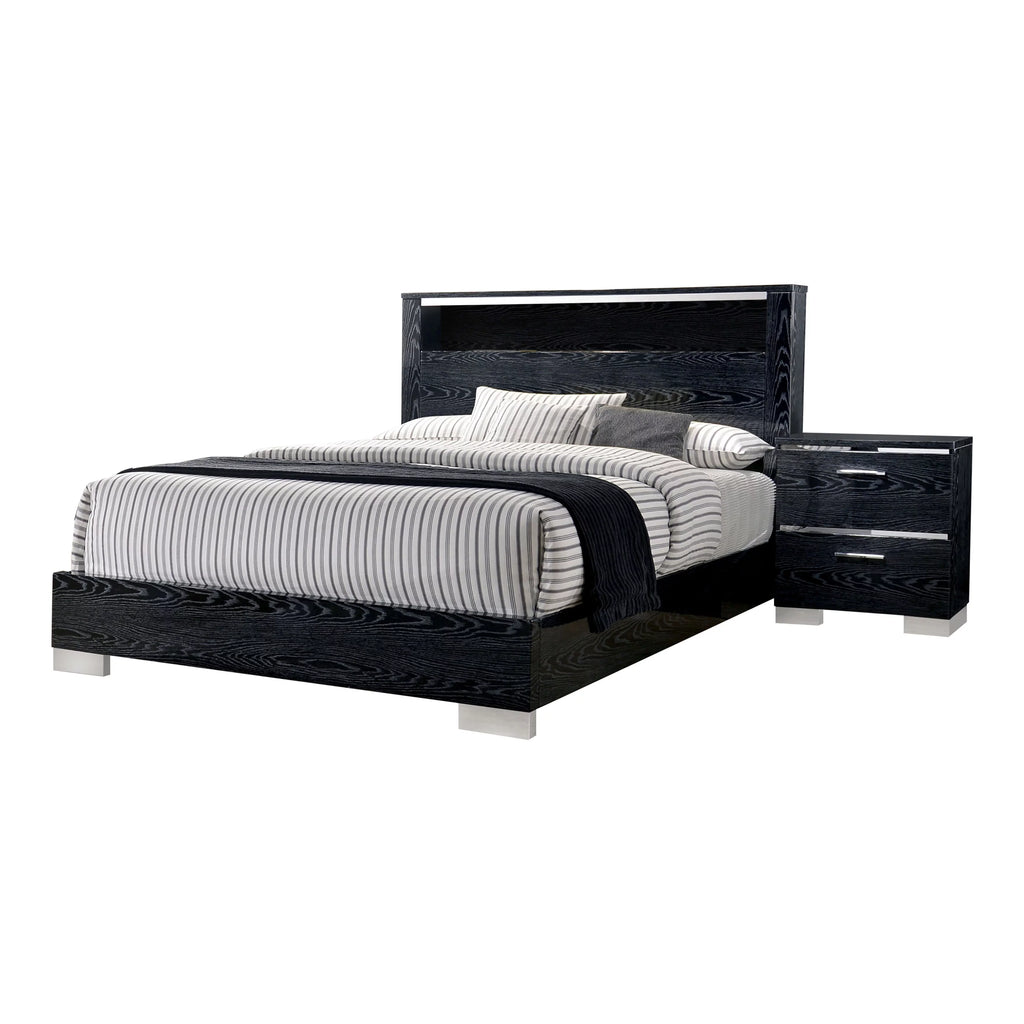 Queen Solid Wood Storage 2-Piece Panel Bed Set with USB Port G2160