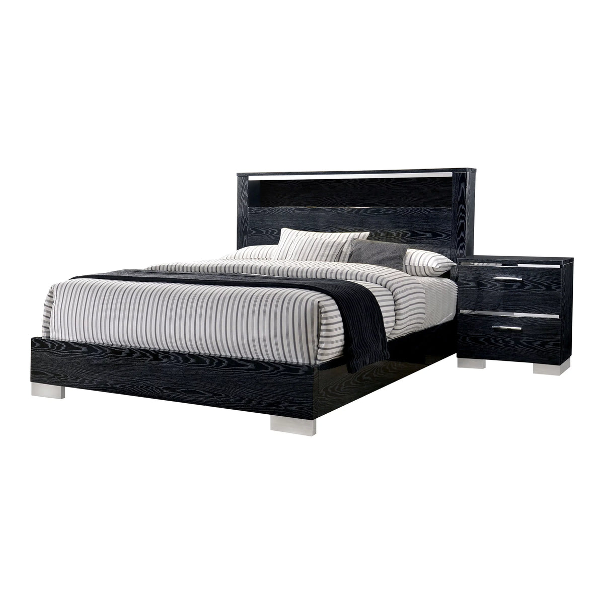 Queen Solid Wood Storage 2-Piece Panel Bed Set with USB Port G2160