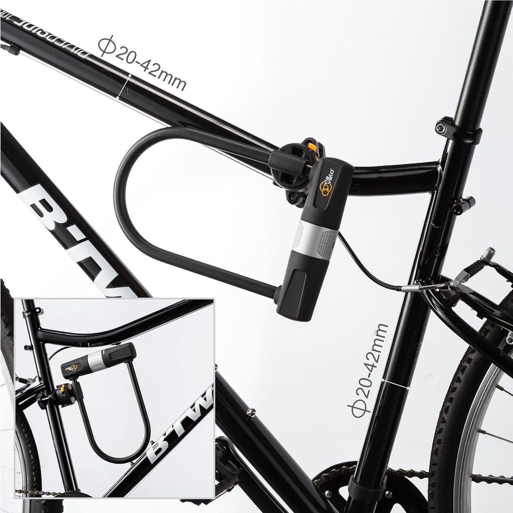 Heavy Duty Bicycle U-Lock with Cable, 14mm Shackle, 10mm x1.8m Cable, Pack of 2 S353
