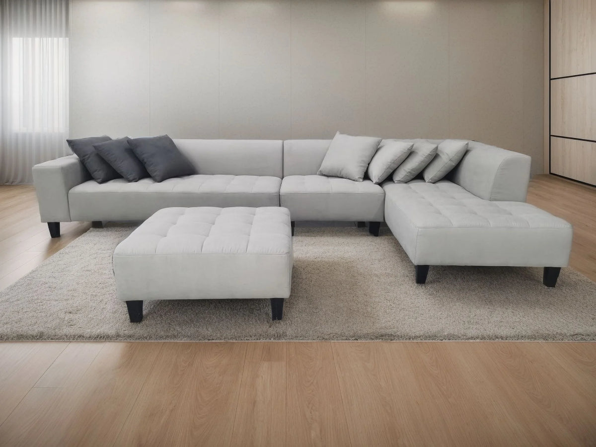 Modern Grey Microfiber Sectional Sofa Chaise Ottoman L777630