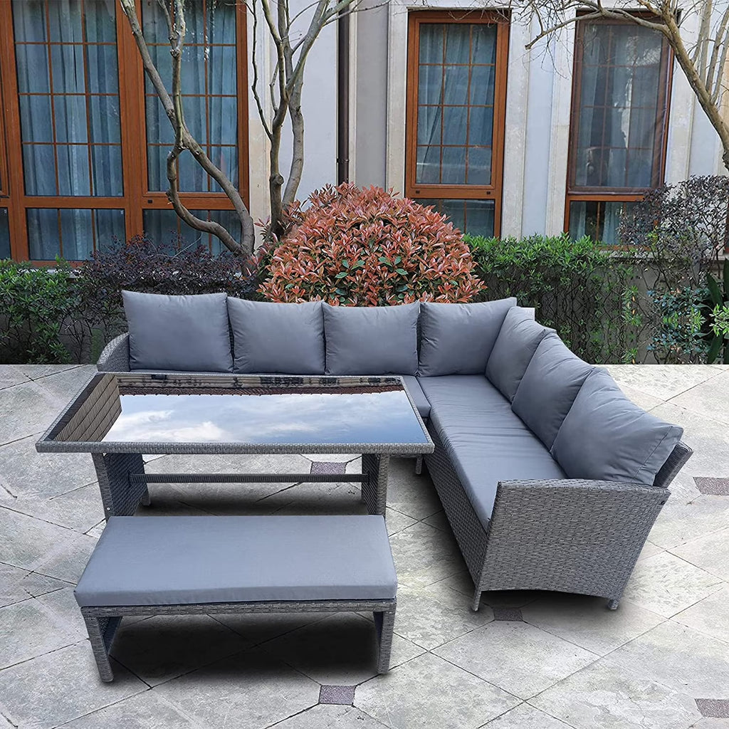 4-Piece Outdoor Patio Sofa Furniture Set with Tempered Glass Table X163