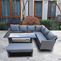 4-Piece Outdoor Patio Sofa Furniture Set with Tempered Glass Table X163