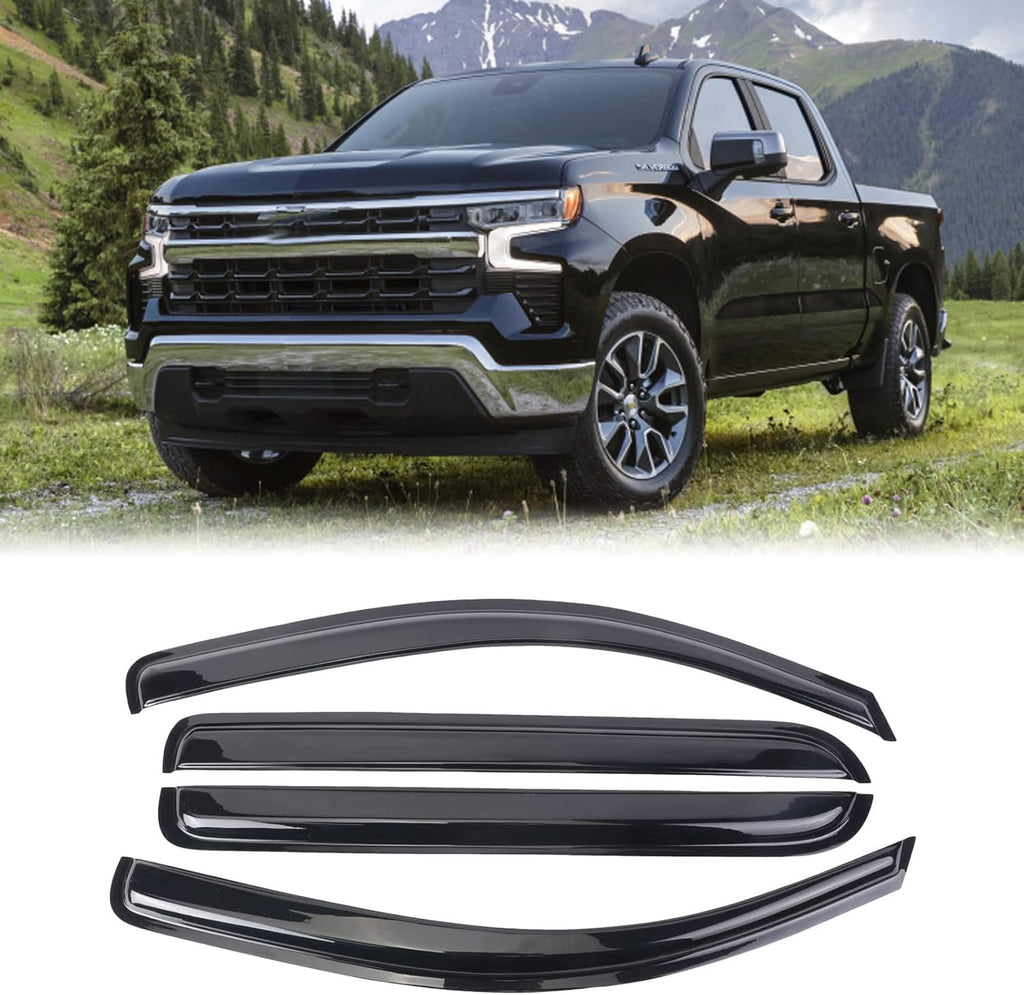 4PCS Window Visors Rain Guards for Silverado Sierra 1500 Crew Cab R9241