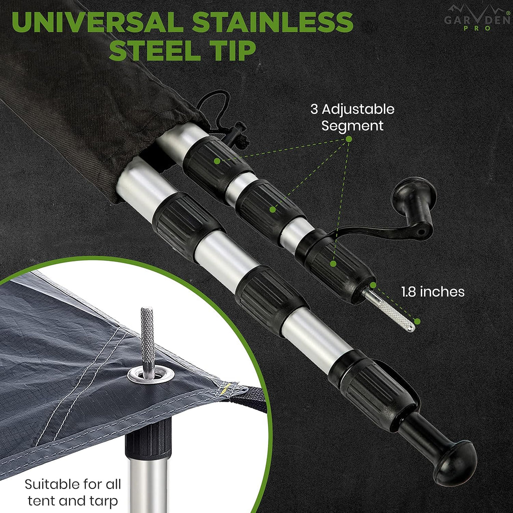 Telescoping Aluminum Tarp Poles with Pegs & Reflective Ropes Y244