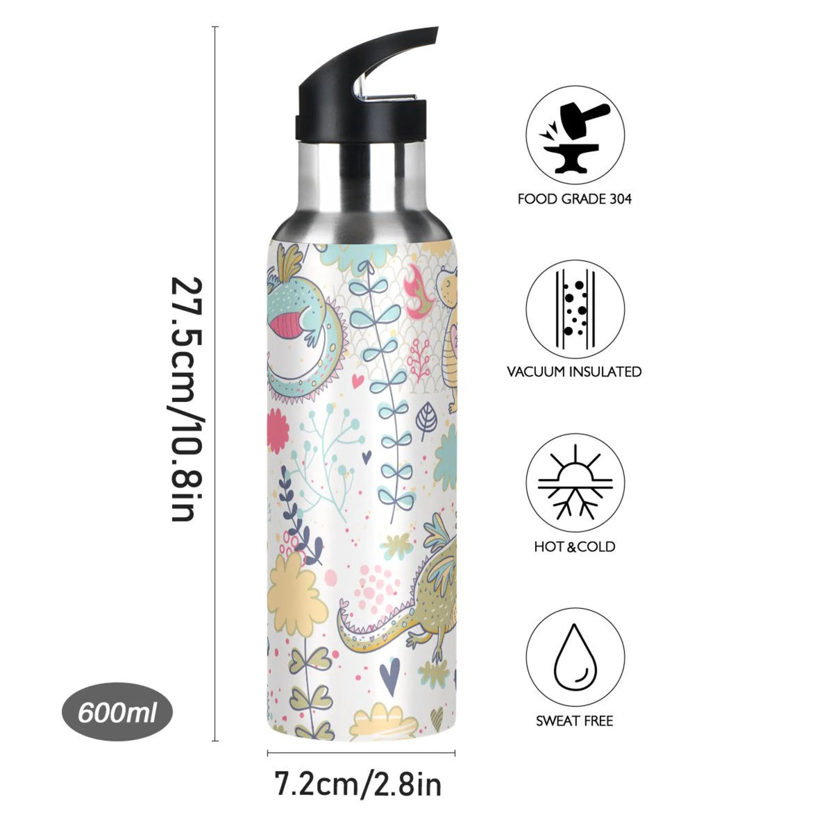 Stainless Steel Insulated Water Bottle with Straw Lid J937