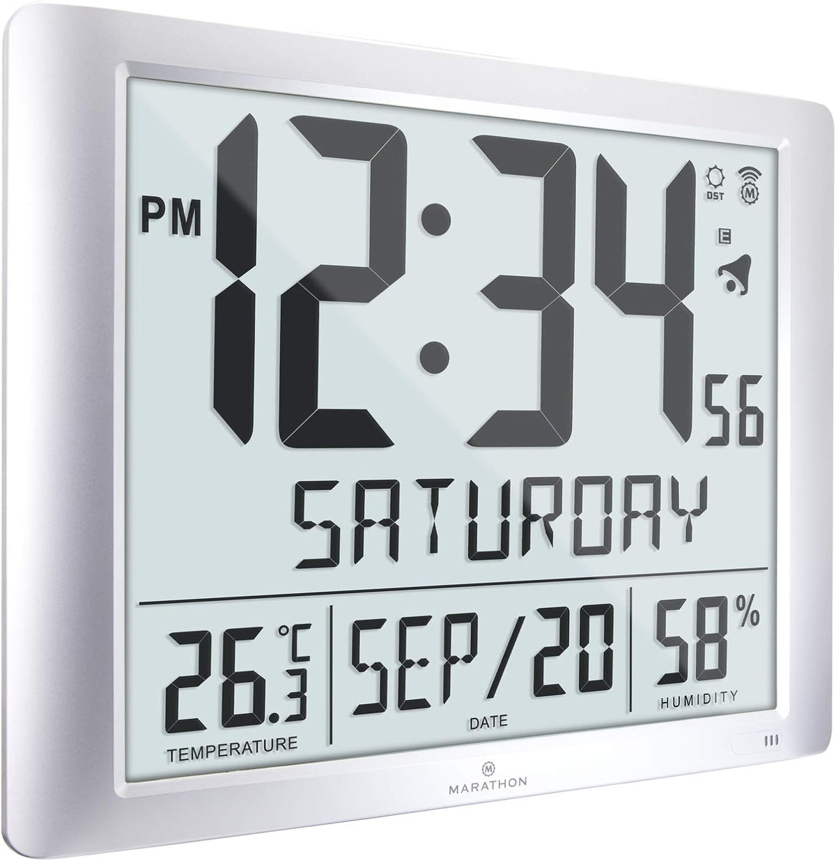 Silver 20 Inch Wall Clock with 6.5 Inch Numbers S54990