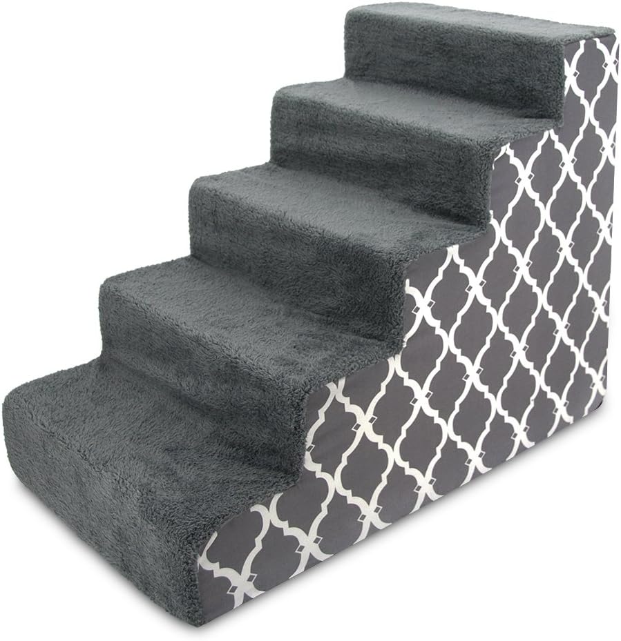 Gray 3-Step Pet Steps and Stairs with Foam, Pack of 2 C72171