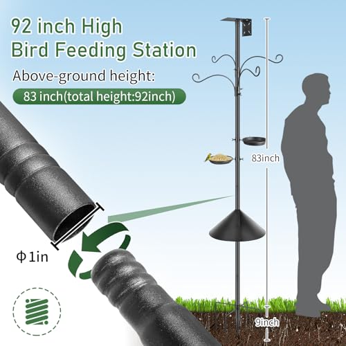 92 Inch Heavy Duty Bird Feeder Pole with Baffle Y20738