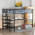 Black Twin Metal Loft Bed Frame with Desk Z479