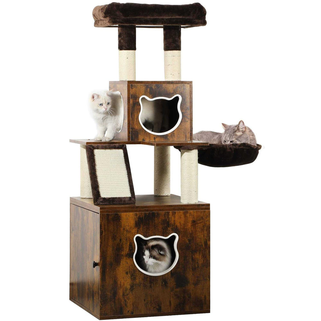 Modern Cat Tree with Litter Box Enclosure Z6757