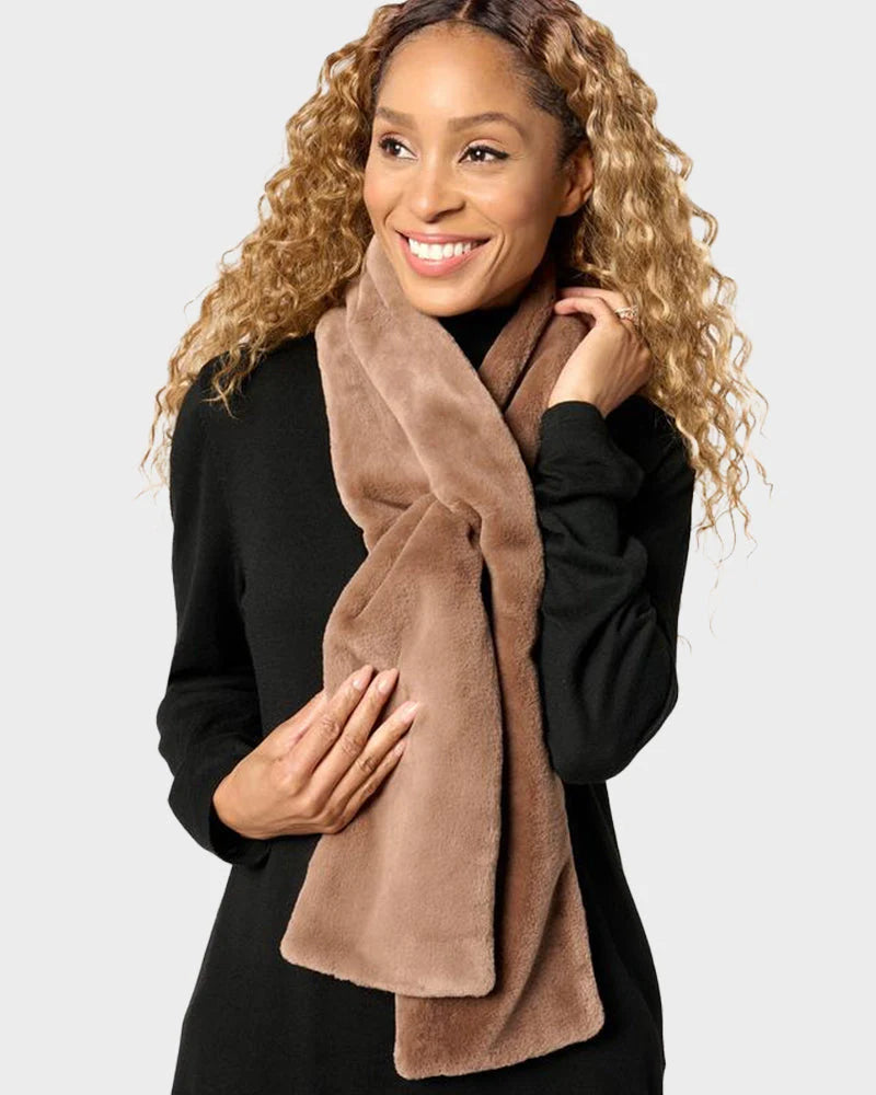 Faux Fur Pull-Through Scarf with Zipper Pocket S20993