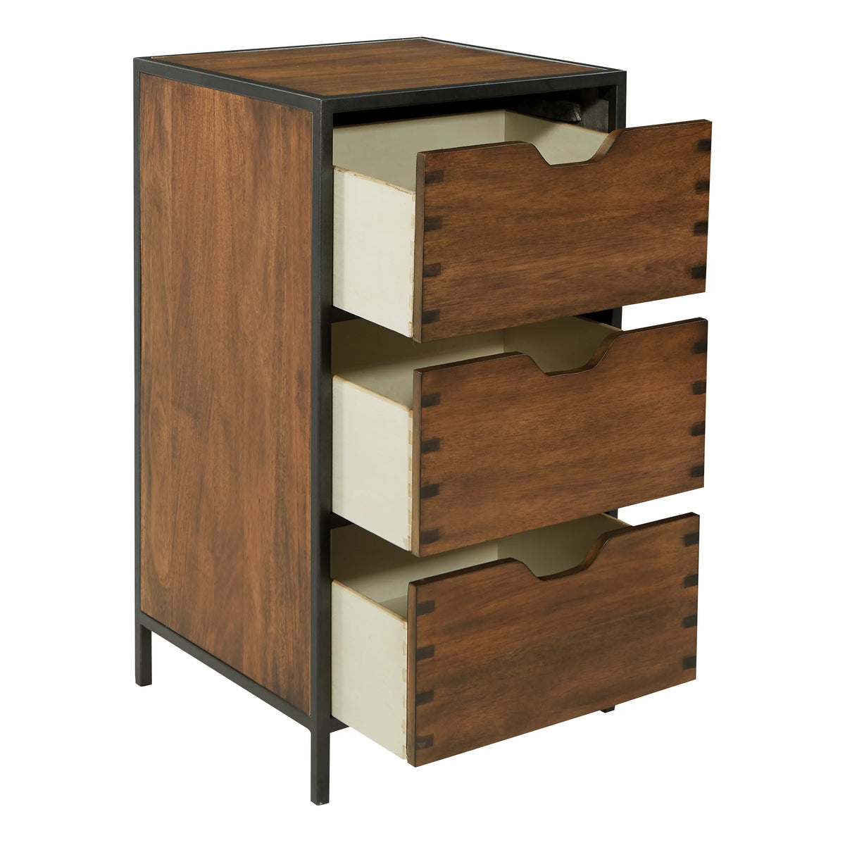 Walnut Storage Cabinet with 3 Drawers F488120