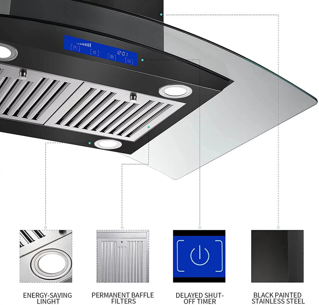 36 inch Island Mount Range Hood 900 CFM 3-Speed C836