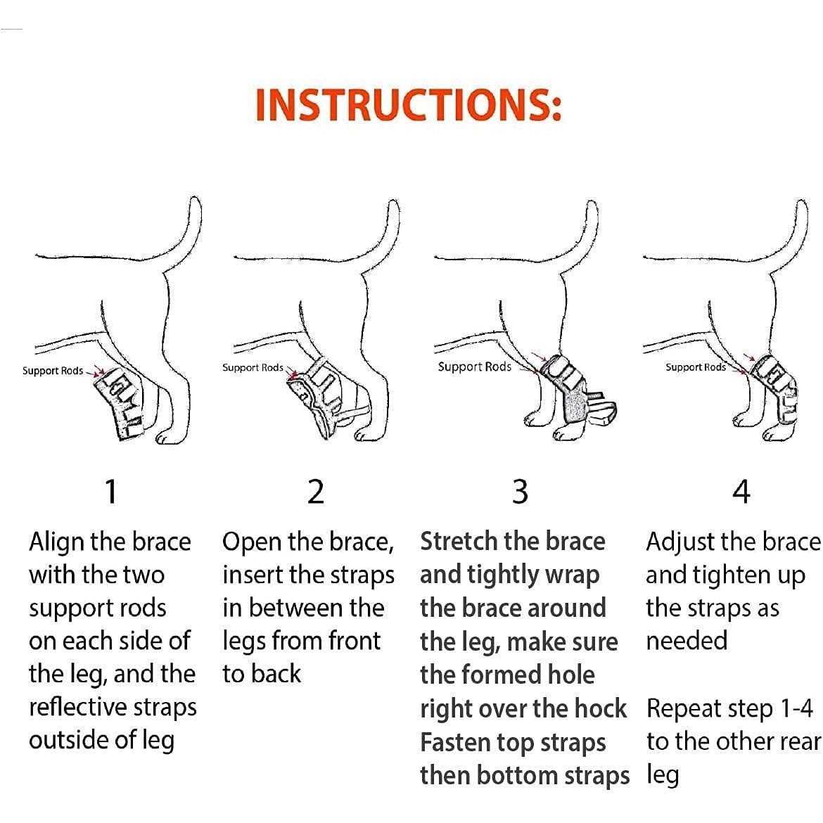 3-in-1 Long Rear Leg Support Dog Splint Braces X835