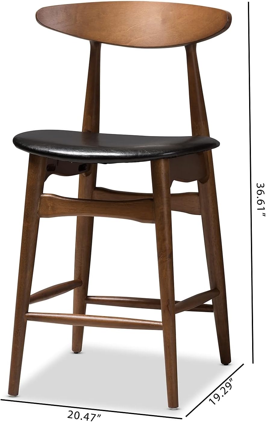 Black Faux Leather Counter Stool Set Qty 2 E393942