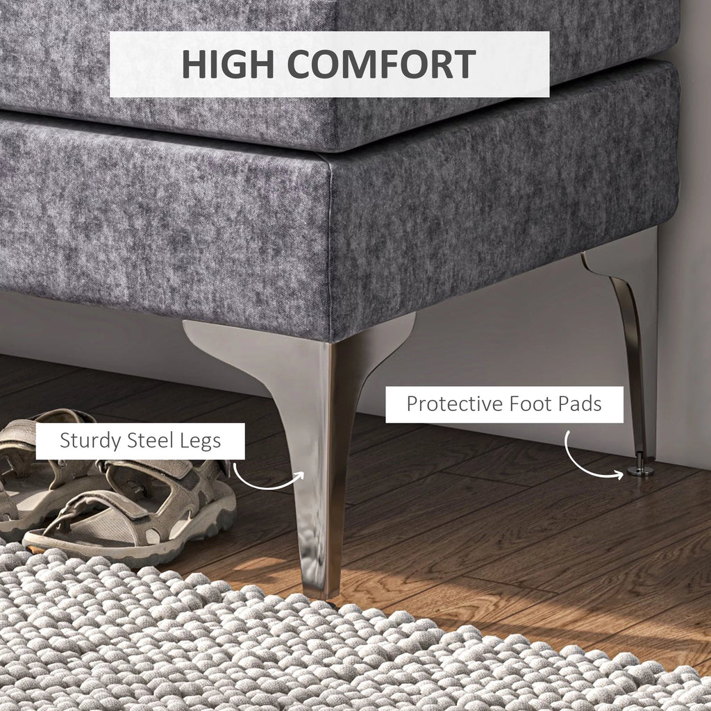 48" Dark Gray End of Bed Bench with Steel Legs N240114