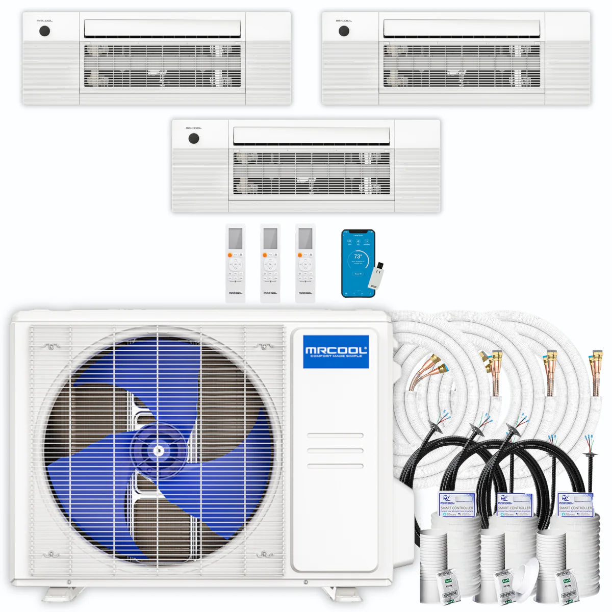 30,000 BTU 3 Zone Ceiling Cassette Ductless Air Conditioner and Heat Pump W4842