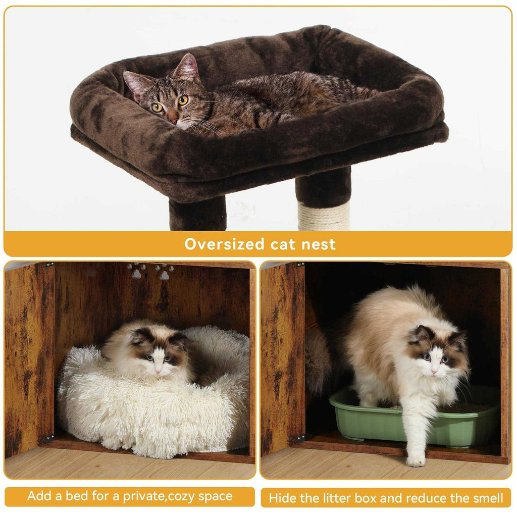 Modern Cat Tree with Litter Box Enclosure Z6757
