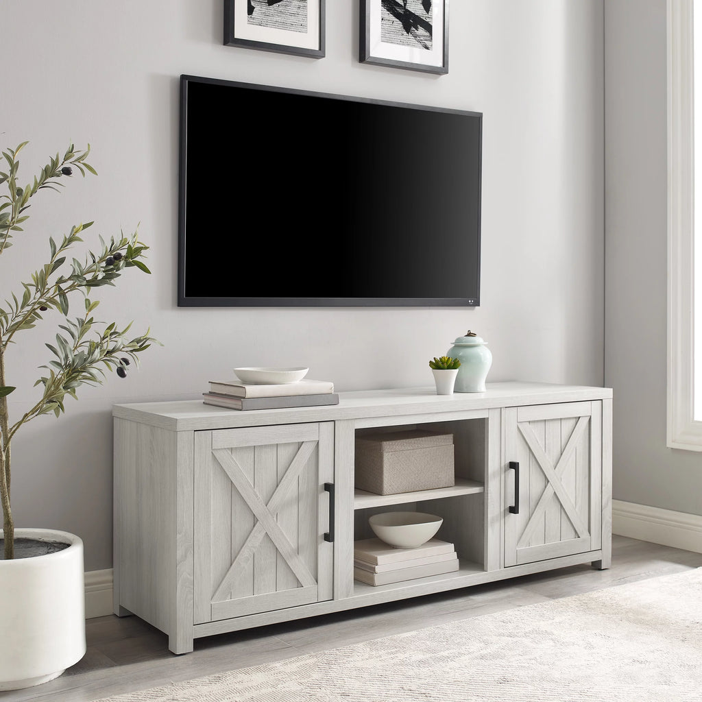 White Modern Wood TV Stand C8946