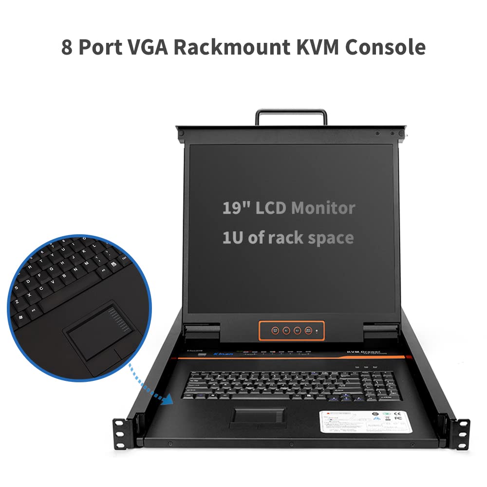 19" LCD Rack Mount KVM Console with Keyboard and Touchpad, 1U, 1280×1024@60Hz Z47308