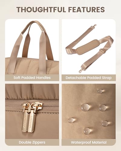 Travel Duffle Bag with Shoe Compartment, 42L Overnight Bag, 3Pcs Set E69072