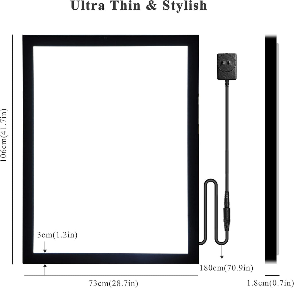27" x 40" LED Light Box Frame in Black Aluminum Profile H4586