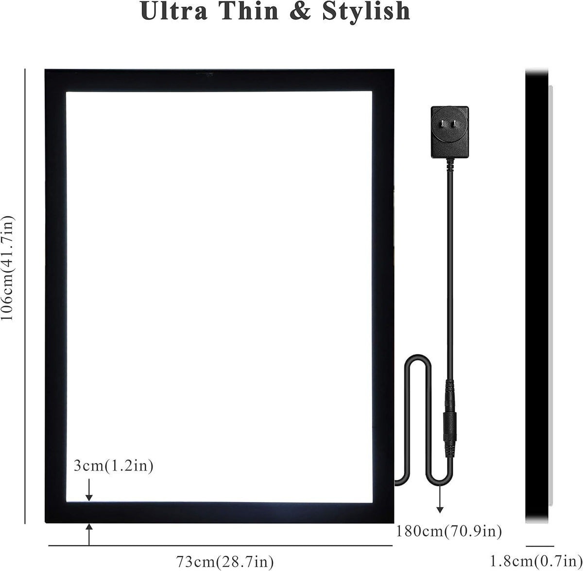 27" x 40" LED Light Box Frame in Black Aluminum Profile H4586