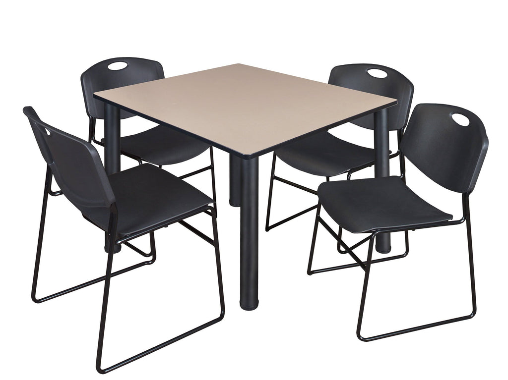 48x22 Square Breakroom Table with 4 Stack Chairs K713963