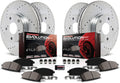 Front and Rear Carbon Fiber Brake Pads with Drilled & Slotted Brake Rotors Kit Z689237