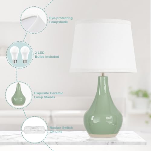 Modern Ceramic Table Lamps Set of 2 Grey Q642