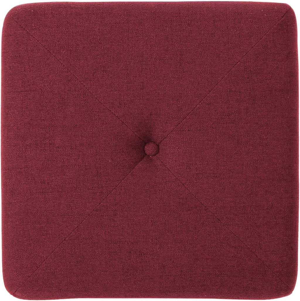 Deep Red Fabric Square Ottoman F912