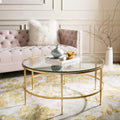 Antique Gold Glass Cocktail Table I72294