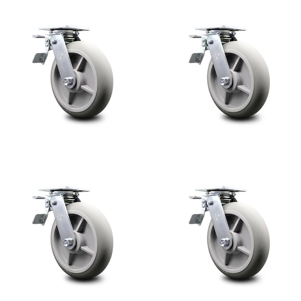 Thermoplastic Rubber Swivel Caster Set 4 I834