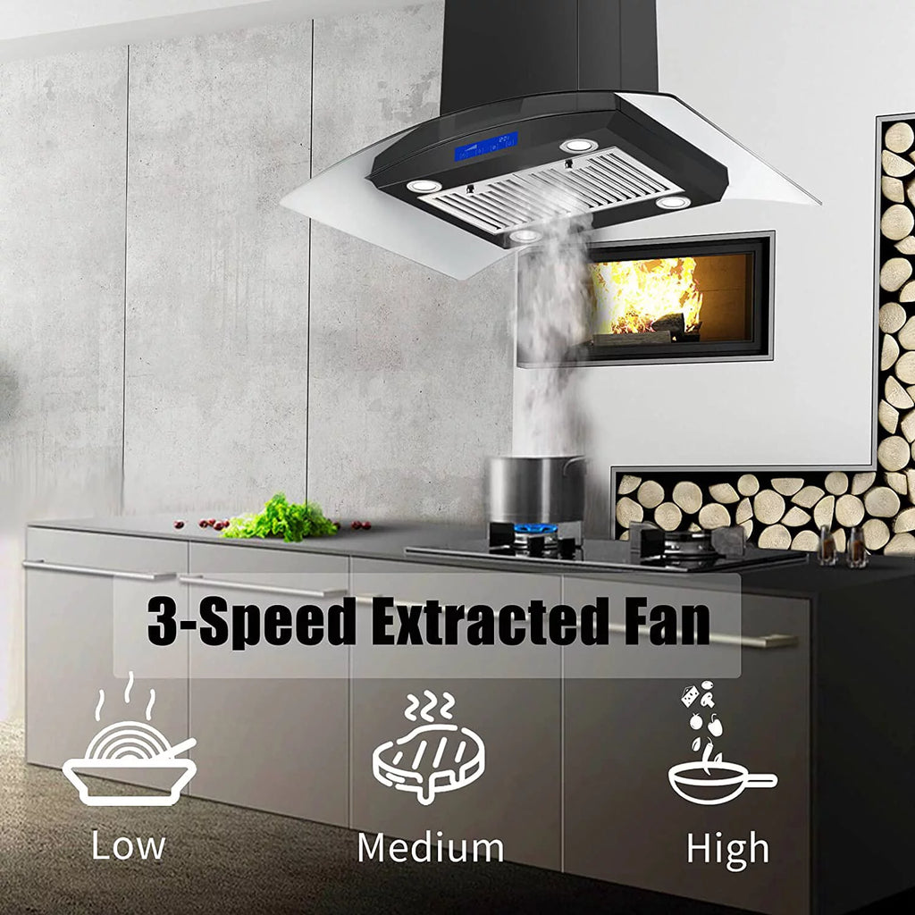 36 inch Island Mount Range Hood 900 CFM 3-Speed C836