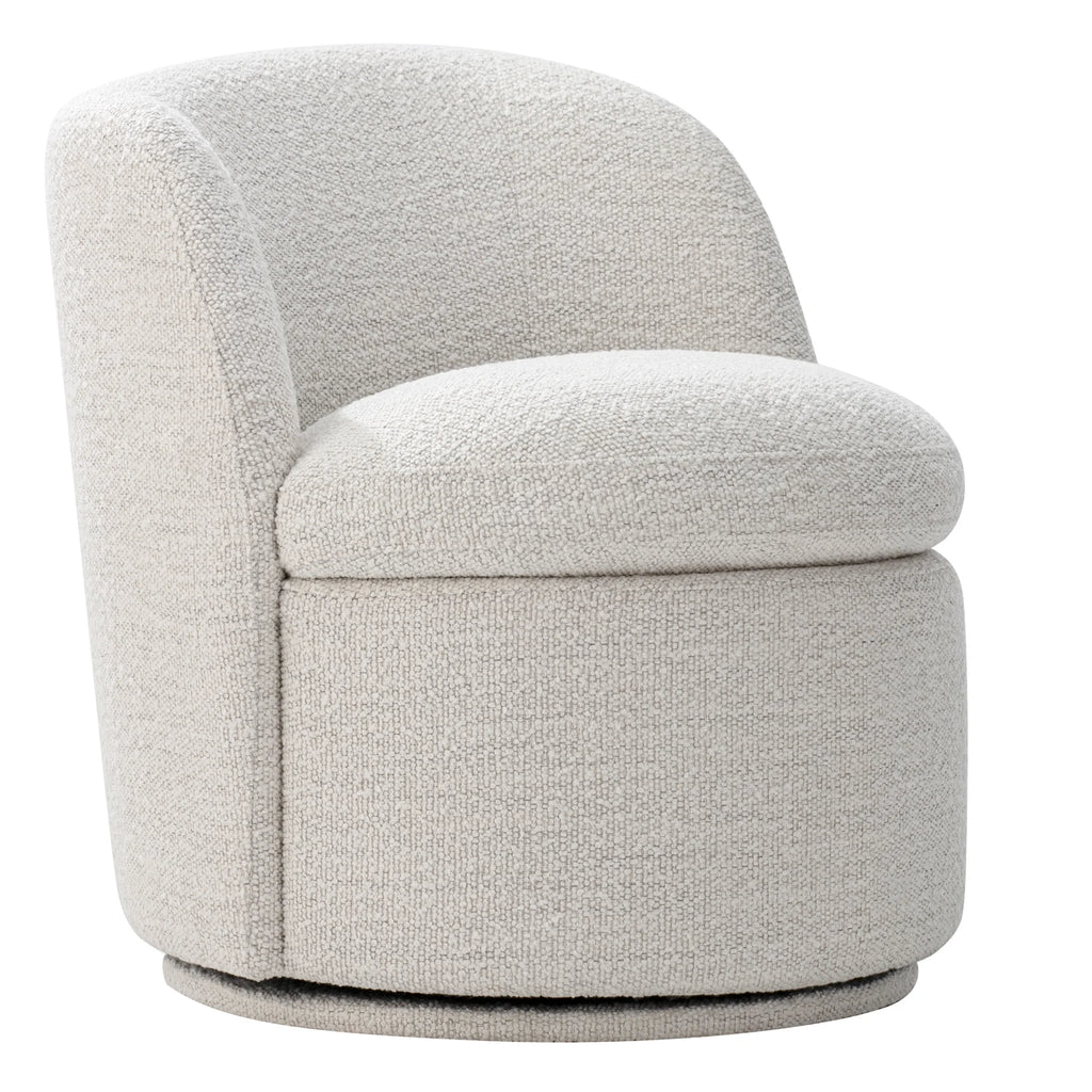 White Boucle Swivel Accent Chair T6347