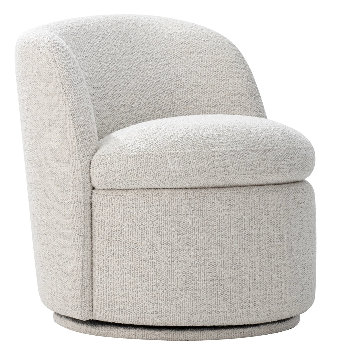 White Boucle Swivel Accent Chair T6347
