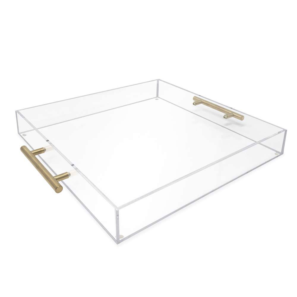 Clear Acrylic Tray with Gold Handle W8376
