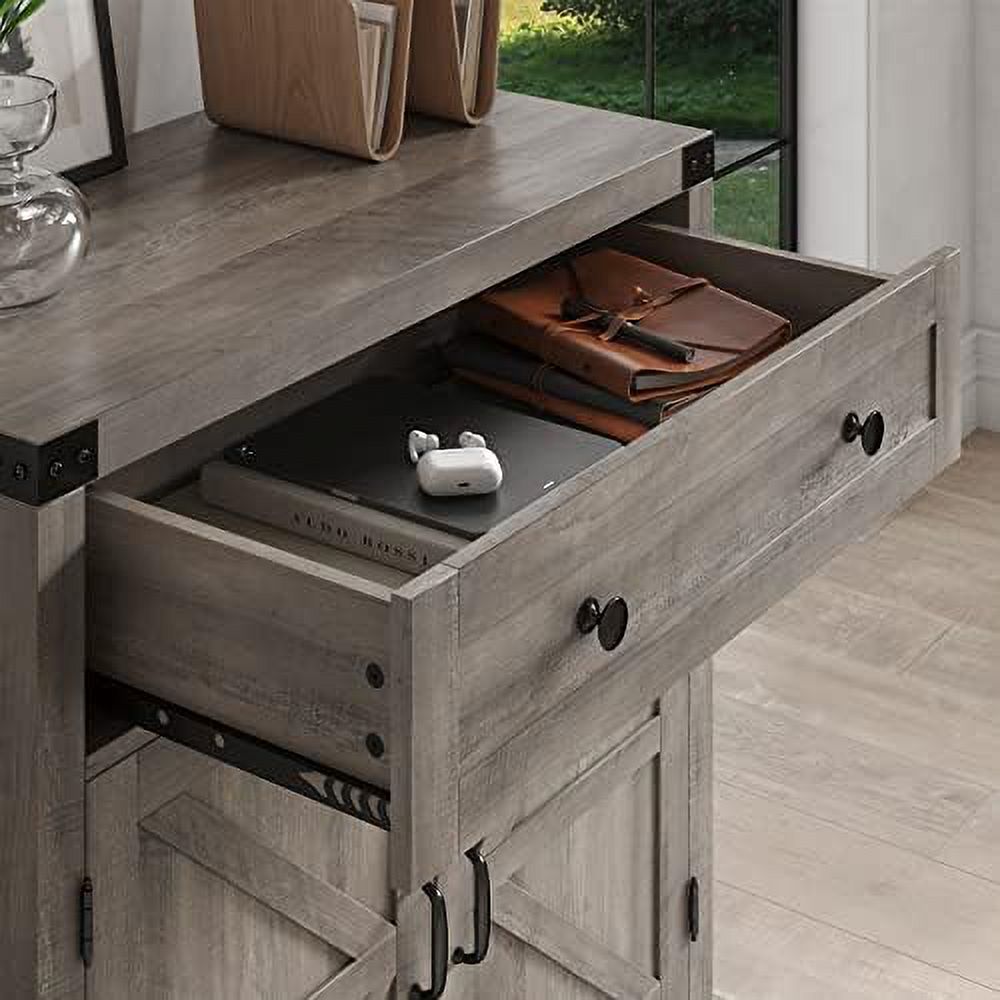 Rustic Brown Barn Door Buffet Sideboard with Drawer Q137263