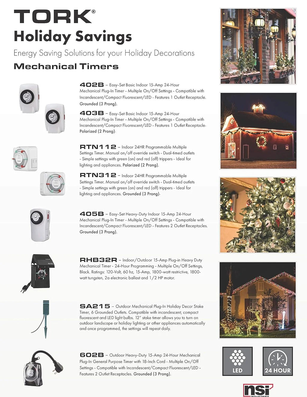 Heavy-Duty Indoor 15-Amp 24-Hour Mechanical Plug-In Air Conditioner And Appliance Timer U328549