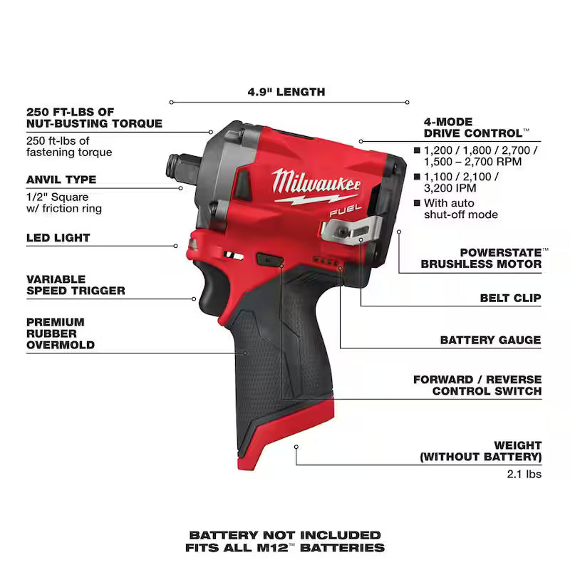12V Li-Ion Brushless Cordless 3/8 in. Impact Wrench E631137