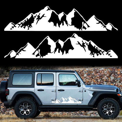 1 Pair 29.7'' Mountains Vinyl Decal for Car Body Door Side Auto Snow Mountains Graphic Decal Decoration for SUV Truck Off-Road Vehicles Universal Long Size Stickers Accessories (Black) Pack of 2 I24536