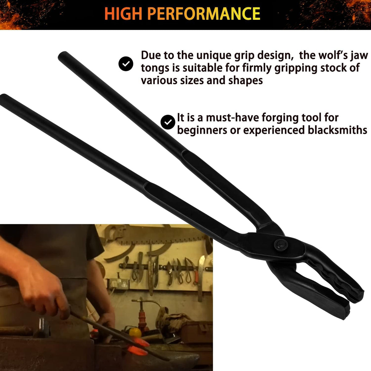 Blacksmith Wolf Jaw Tongs 16 (410mm) Pack of 2 H6064