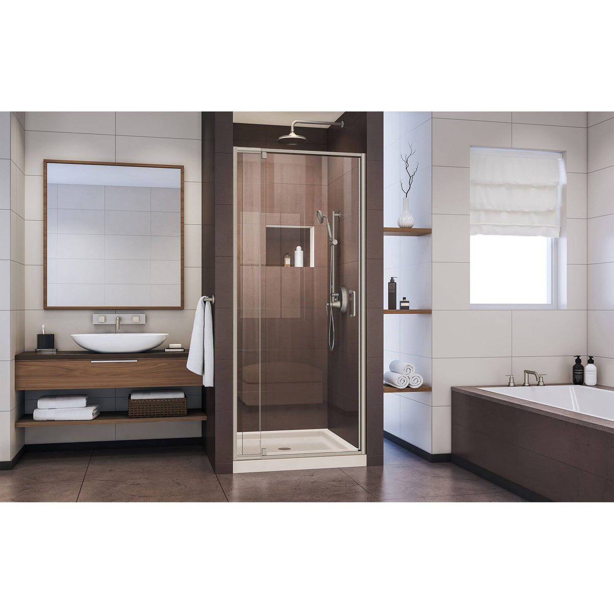 Semi-Frameless Pivot Shower Door in Brushed Nickel R813831