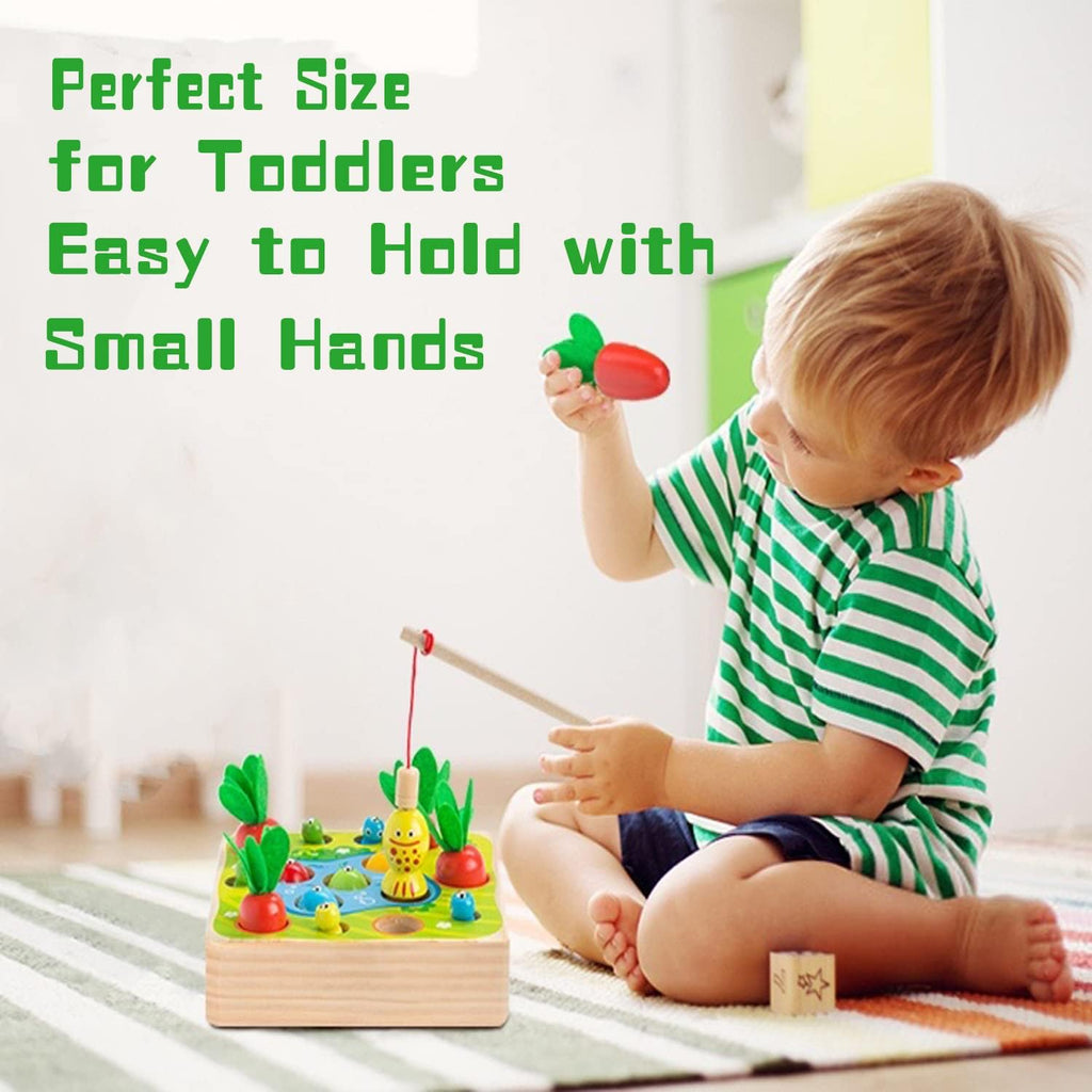 Montessori Wooden Toys Carrot Harvest Magnetic Fishing Game F984081