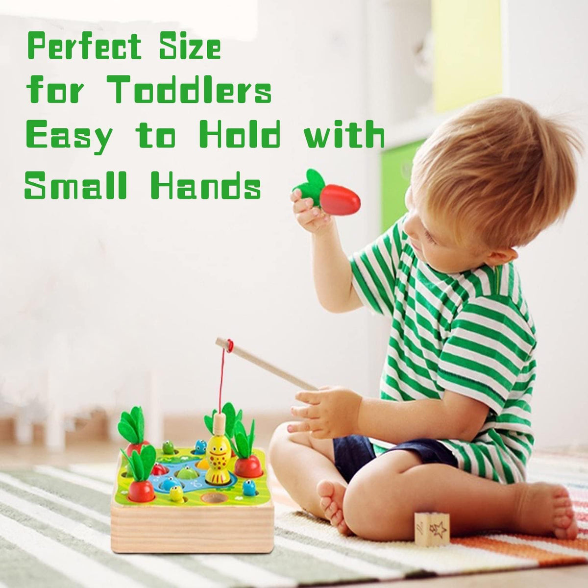 Montessori Wooden Toys Carrot Harvest Magnetic Fishing Game F984081