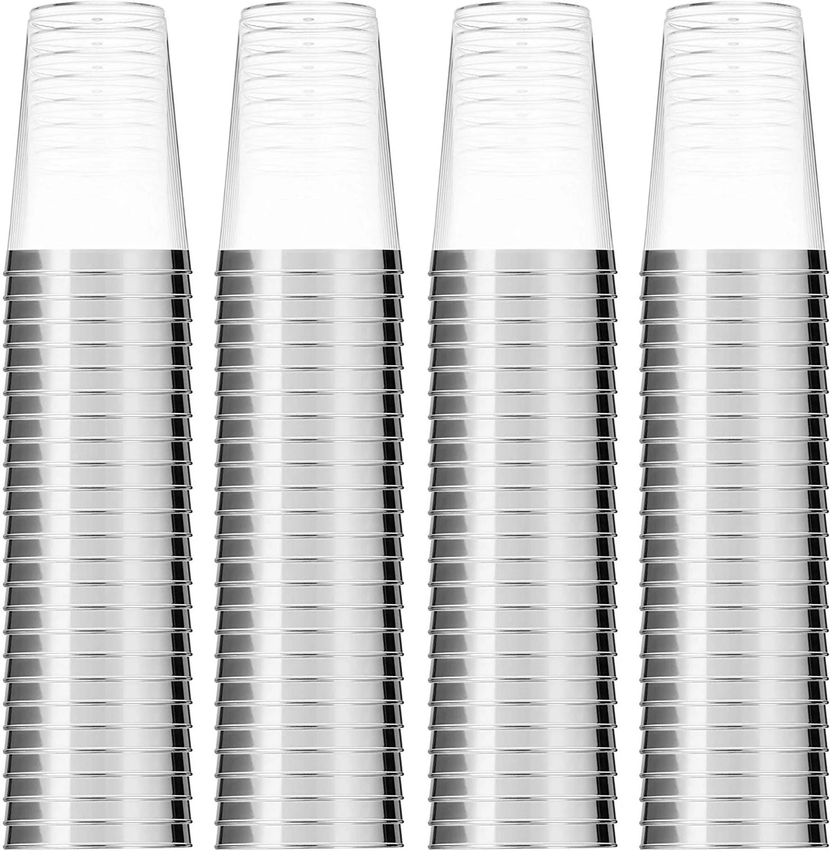 100 Silver Plastic Cups 14 Oz U40524