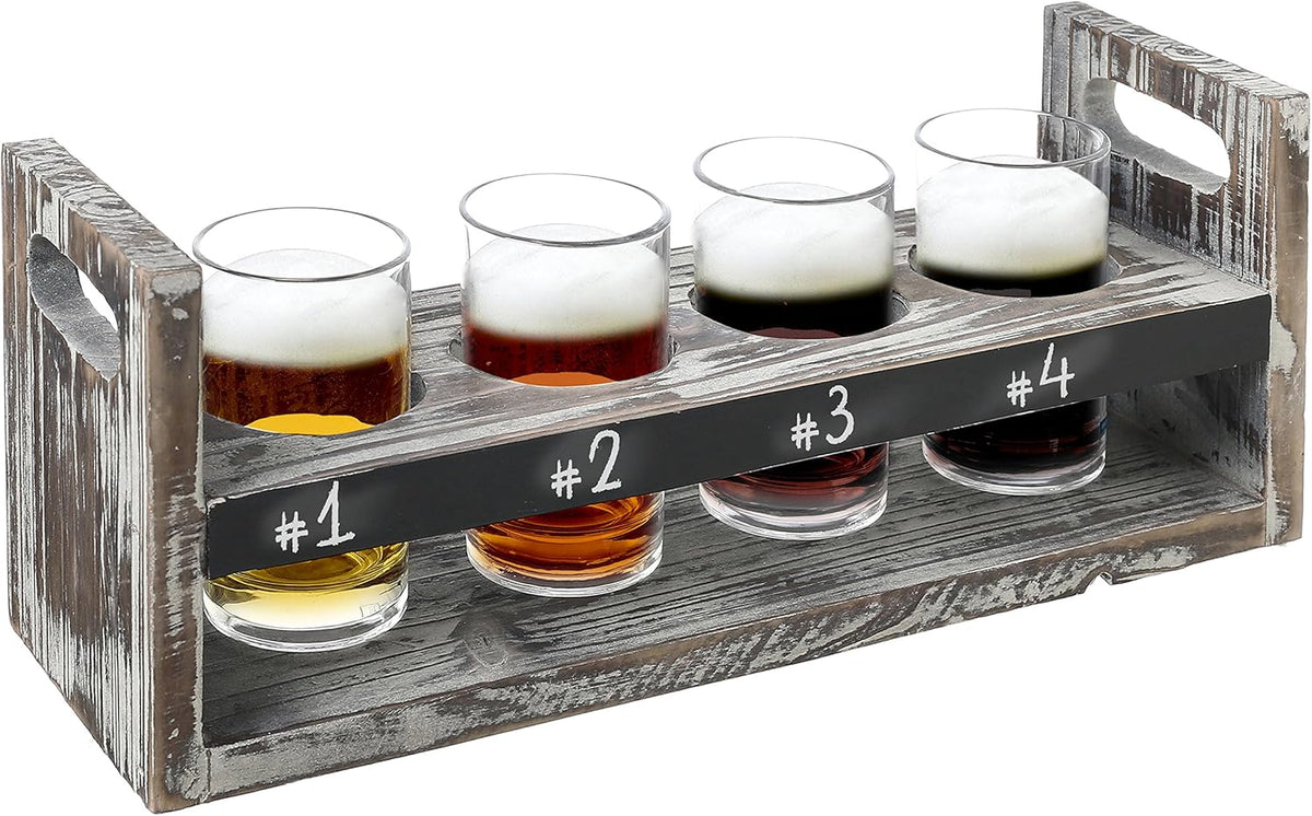5 Piece Beer Flight Tasting Set with Chalkboard Panel X234